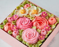 『食べられるお花のケーキ』Peach Pink ボックスフラワーケーキ